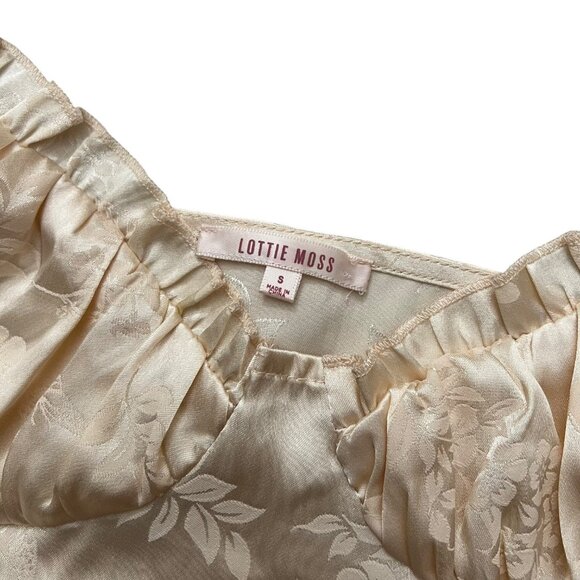 Lottie Moss Womens Satin Floral Crop Top Cream Small Coquette Y2K Party‎ - Picture 7 of 11